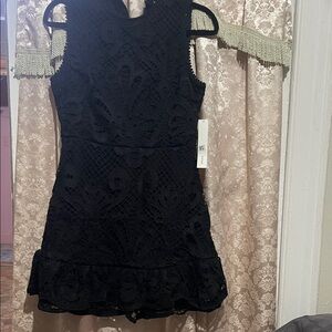 Aqua Black Textured Mini Dress